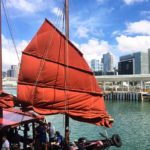red sail junk boat